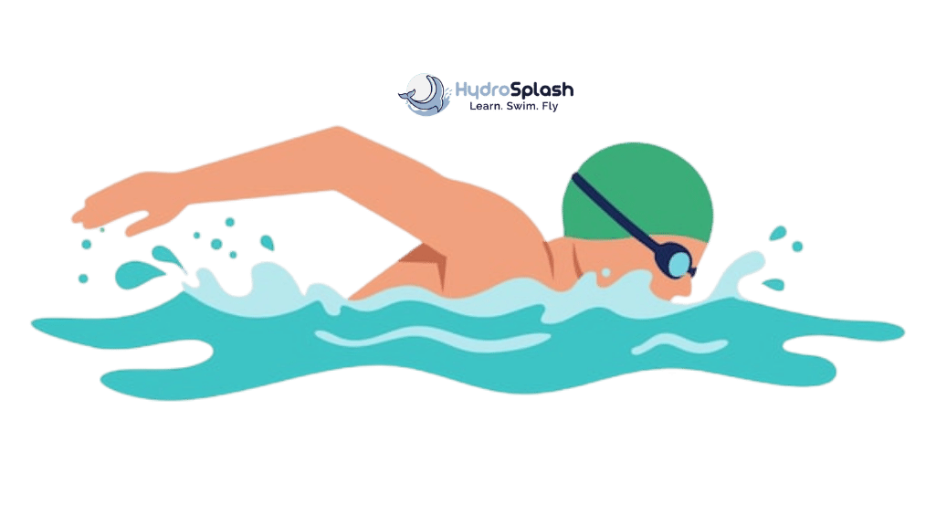 Private swimming coach demonstrating freestyle technique