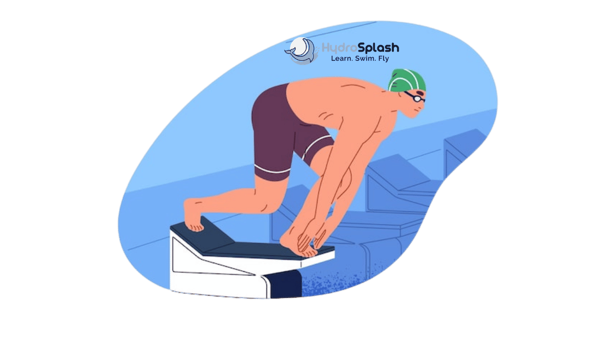 Swimming coach teaching beginner during intensive swimming lesson