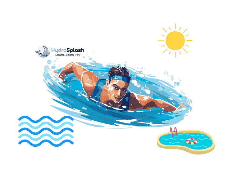 Adult swimming breaststroke with hands pressing together as the best swimming stroke for chest muscles