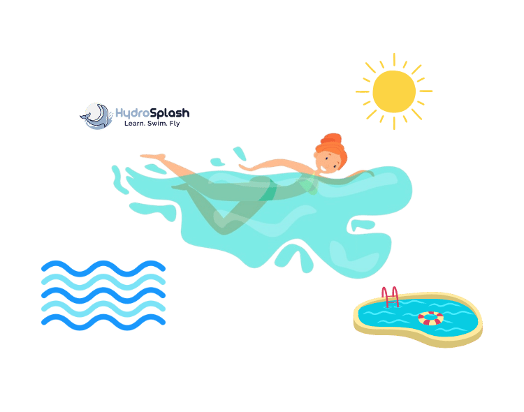Adult swimming freestyle lengths in a lesson on the best swimming stroke for belly fat