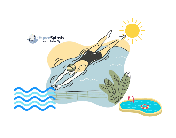 Adult swimming freestyle with the body rolling from the hips as the best swimming stroke for core strength