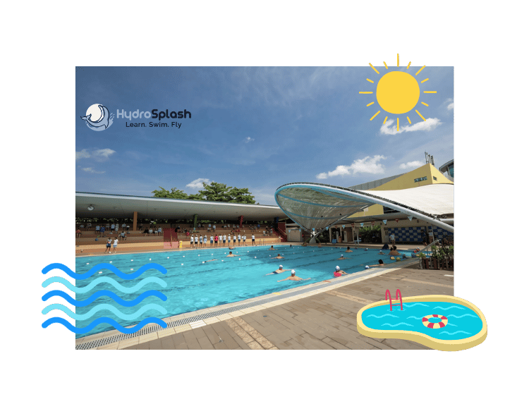 Coach teaching an adult beginner during punggol swimming lessons at a condo pool